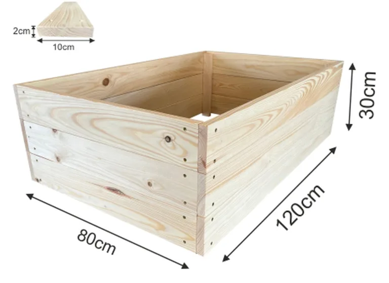 Lermowoood Hochbeet aus Holz 120x80x30 cm Natur – Pflanzkasten für Gemüse & Kräuter – mit Agrovließ – steckbar & stapelbar- Aussenbereich ideal für Garten, Balkon & Terrasse – Bild 3
