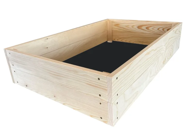 Lermowoood Hochbeet aus Holz 80x40x20 cm Natur – Pflanzkasten für Gemüse & Kräuter – mit Agrovließ – steckbar & stapelbar- Aussenbereich ideal für Garten, Balkon & Terrasse – Bild 2