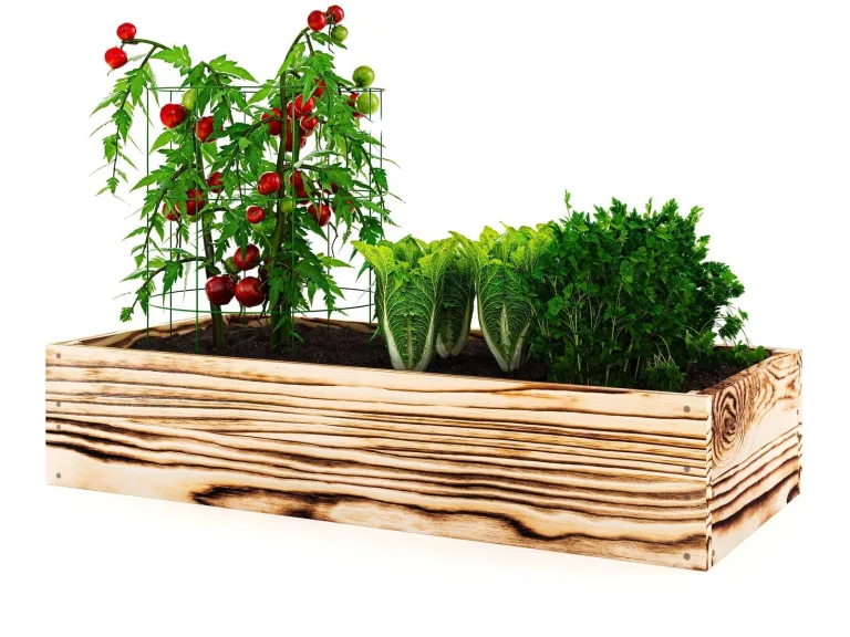 Lermowoood Hochbeet aus Holz 100x100x30 cm Natur – Pflanzkasten für Gemüse & Kräuter – mit Agrovließ – steckbar & stapelbar- Aussenbereich ideal für Garten, Balkon & Terrasse – Bild 8