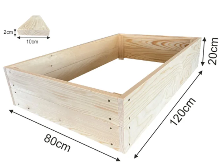 Lermowoood Hochbeet aus Holz 120x80x20 cm Natur – Pflanzkasten für Gemüse & Kräuter – mit Agrovließ – steckbar & stapelbar- Aussenbereich ideal für Garten, Balkon & Terrasse – Bild 3