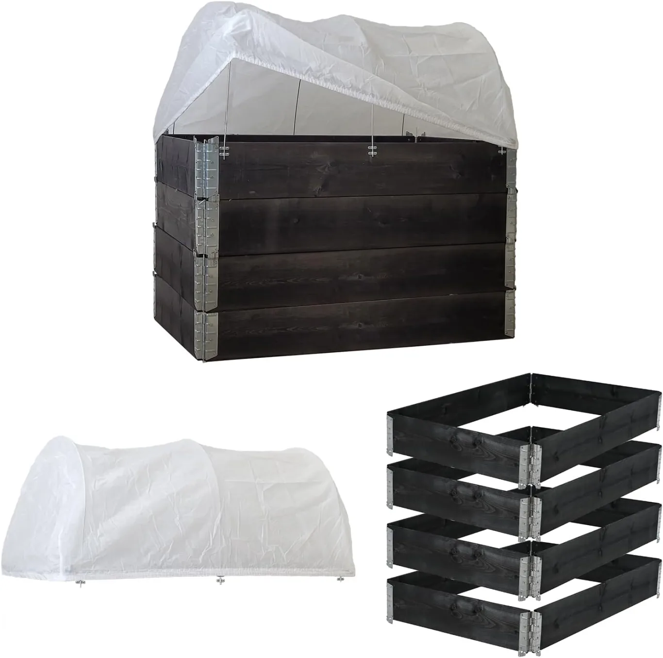 TRUTZHOLM Hochbeet mit Abdeckung 5-teilig Palettenrahmen 120x80x80cm aus Holz stapelbar Garten Balkon - Bild 1