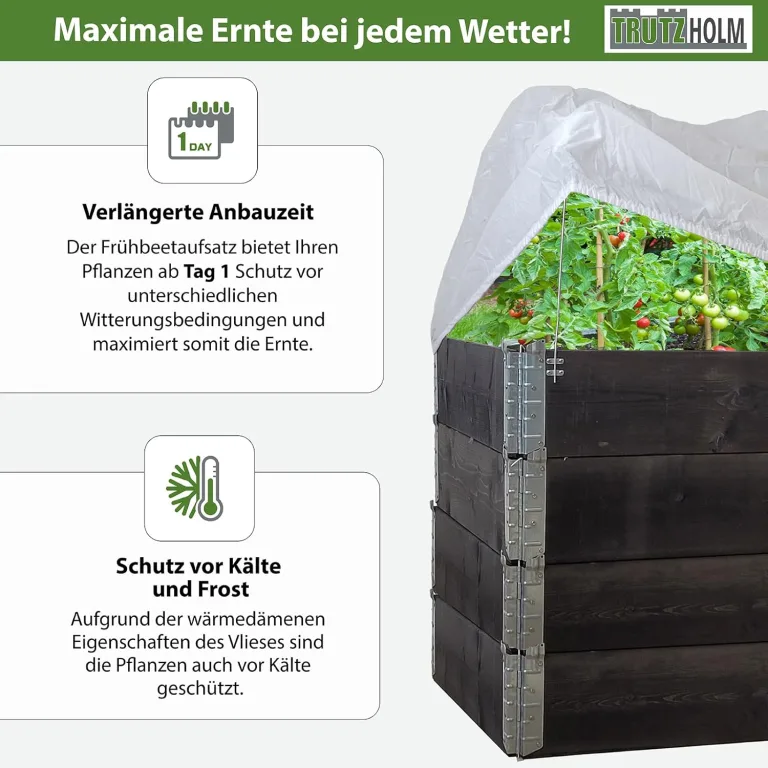 TRUTZHOLM Hochbeet mit Abdeckung 5-teilig Palettenrahmen 120x80x80cm aus Holz stapelbar Garten Balkon – Bild 6