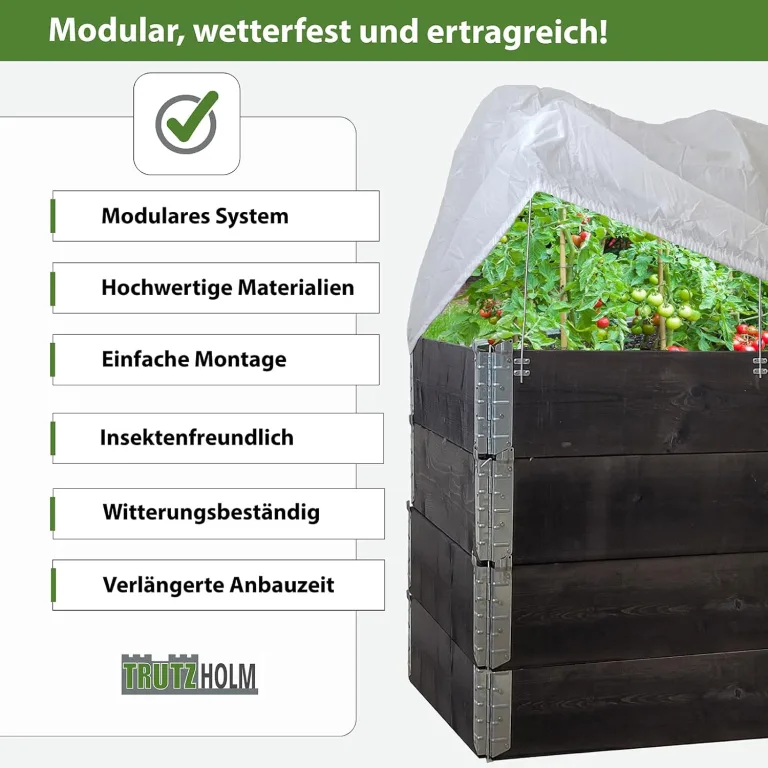 TRUTZHOLM Hochbeet mit Abdeckung 5-teilig Palettenrahmen 120x80x80cm aus Holz stapelbar Garten Balkon – Bild 7