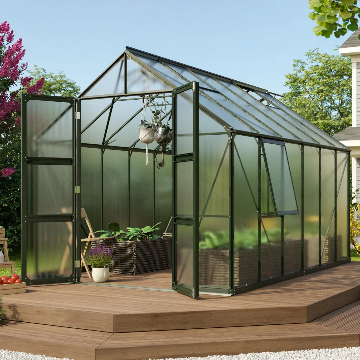 Vitavia Gewächshaus Olymp 9900", smaragd, 9,9 m², 4 mm HKP | Wetterfestes & stabiles Treibhaus | Perfekt für Gemüse & Pflanzen | Robust & langlebig - Bild 1