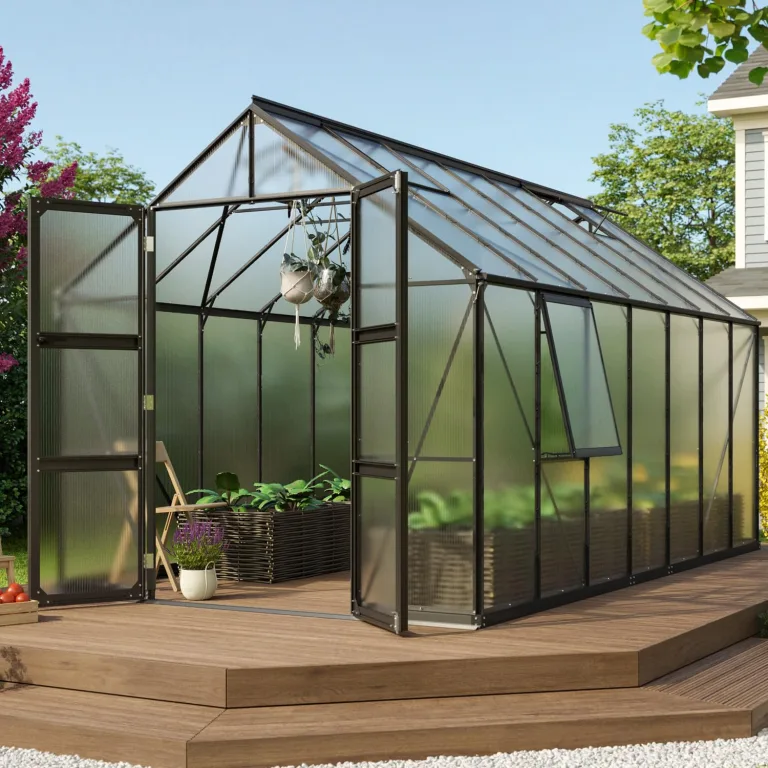 Vitavia Gewächshaus Olymp 9900", smaragd, 9,9 m², 4 mm HKP | Wetterfestes & stabiles Treibhaus | Perfekt für Gemüse & Pflanzen | Robust & langlebig – Bild 4