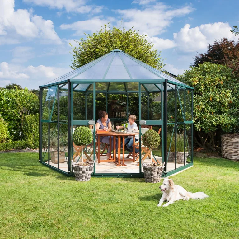 Vitavia Gewächshaus-Pavillon Hera 9000" inkl. Stahlfundament, schwarz, 9,0 m², 3 mm ESG, 6 mm HKP | Wetterfestes & stabiles Treibhaus | Perfekt für Gemüse & Pflanzen | Robust & langlebig – Bild 9