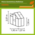 Vitavia Gewächshaus Apollo 2500", schwarz, 2,5 m², 4 mm HKP | Wetterfestes & stabiles Treibhaus | Perfekt für Gemüse & Pflanzen | Robust & langlebig - Thumbnail 2