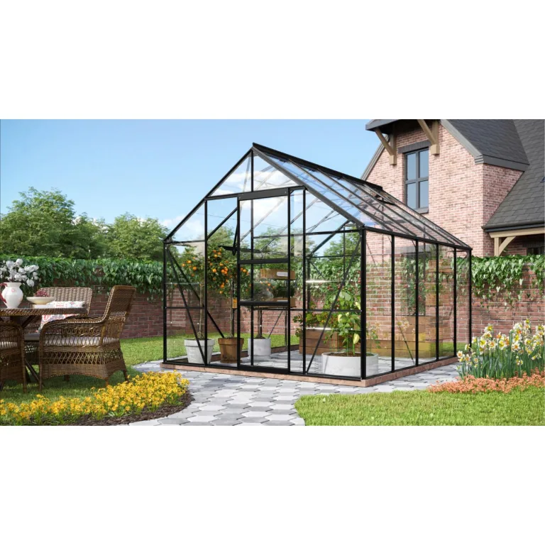 Vitavia Gewächshaus Merkur 8300", schwarz, 8,3 m², 3 mm ESG | Wetterfestes & stabiles Treibhaus | Perfekt für Gemüse & Pflanzen | Robust & langlebig – Bild 4