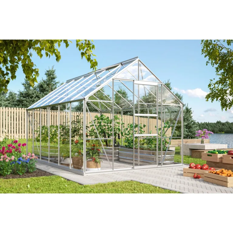 Vitavia Gewächshaus Merkur 8300", schwarz, 8,3 m², 3 mm ESG | Wetterfestes & stabiles Treibhaus | Perfekt für Gemüse & Pflanzen | Robust & langlebig – Bild 8