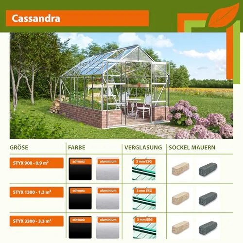 Vitavia Gewächshaus Cassandra 9900", Aluminium eloxiert, 9,9 m², ohne Sockelmauer, 3 mm ESG | Wetterfestes & stabiles Treibhaus | Perfekt für Gemüse & Pflanzen | Robust & langlebig – Bild 9