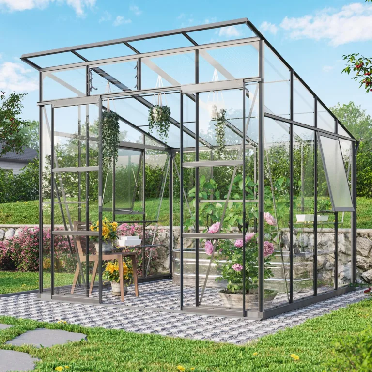Vitavia Gewächshaus Playa 5900", schwarz, 5,9 m², 6 mm HKP | Wetterfestes & stabiles Treibhaus | Perfekt für Gemüse & Pflanzen | Robust & langlebig – Bild 7