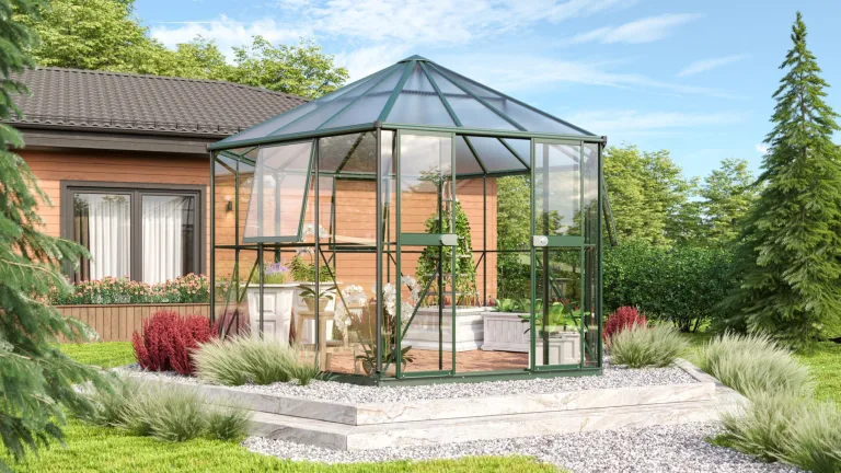 Vitavia Gewächshaus-Pavillon Juno 9000" inkl. Stahlfundament, Aluminium eloxiert, 9,0 m², 3 mm ESG, 6 mm HKP | Wetterfestes & stabiles Treibhaus | Perfekt für Gemüse & Pflanzen | Robust & langlebig – Bild 5