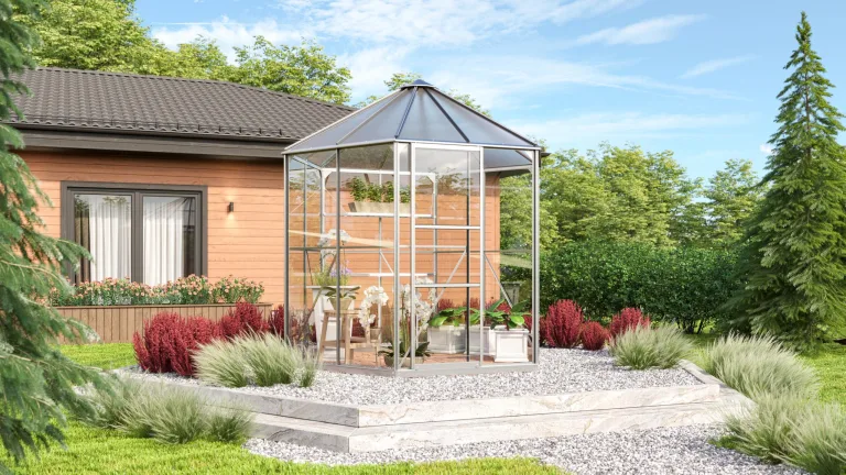 Vitavia Gewächshaus-Pavillon Juno 9000" inkl. Stahlfundament, Aluminium eloxiert, 9,0 m², 3 mm ESG, 6 mm HKP | Wetterfestes & stabiles Treibhaus | Perfekt für Gemüse & Pflanzen | Robust & langlebig – Bild 6