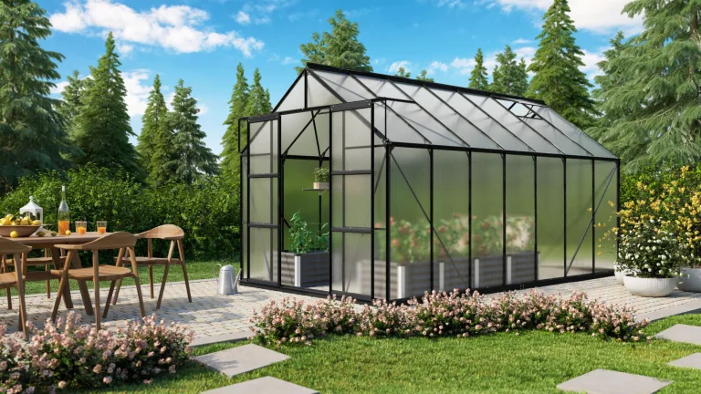 Vitavia Gewächshaus Uranus 8300", schwarz, 8,3 m², 3 mm ESG | Wetterfestes & stabiles Treibhaus | Perfekt für Gemüse & Pflanzen | Robust & langlebig – Bild 4