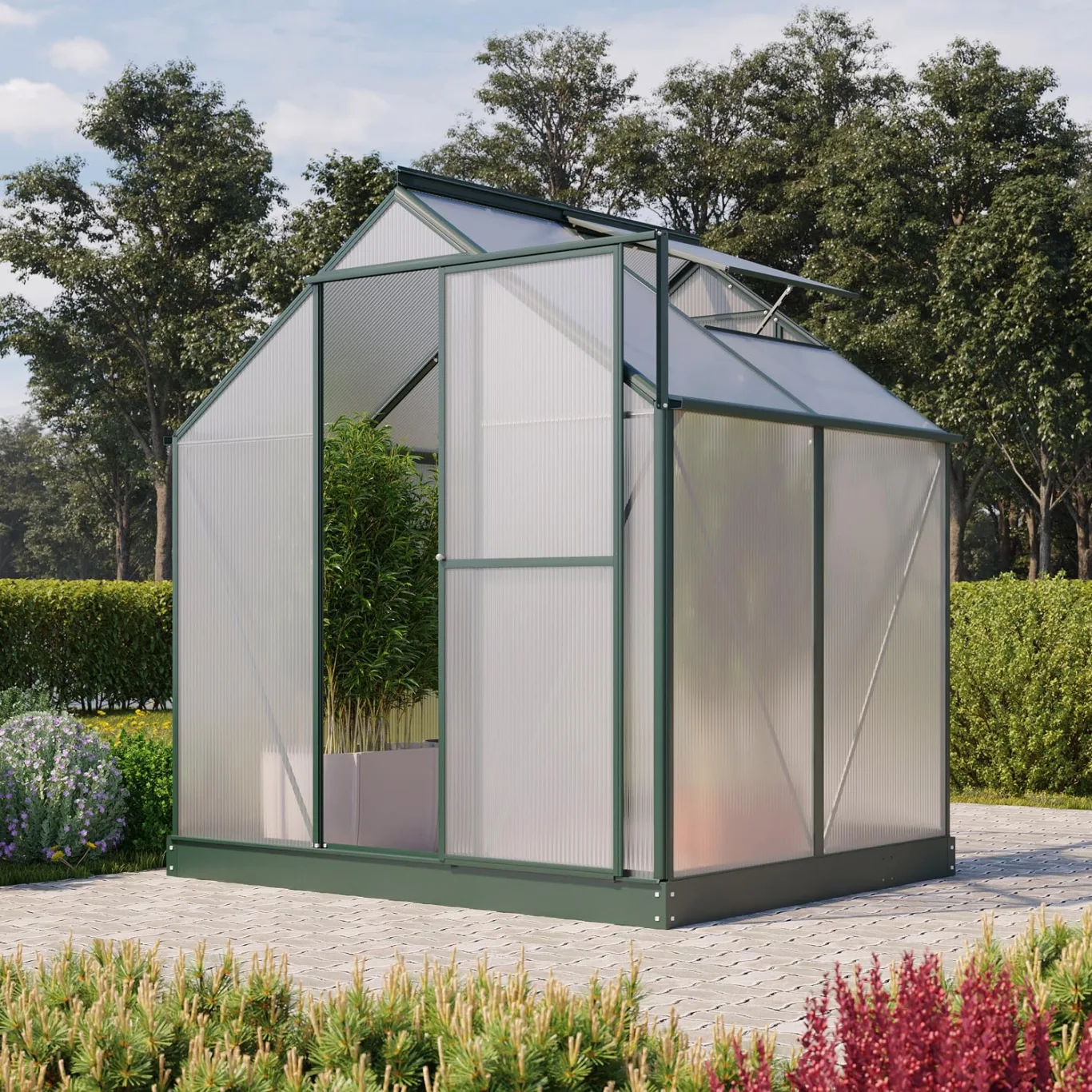 Vitavia Gewächshaus EOS 3100", smaragd, 3,1 m², 4 mm HKP | Wetterfestes & stabiles Treibhaus | Perfekt für Gemüse & Pflanzen | Robust & langlebig - Bild 1