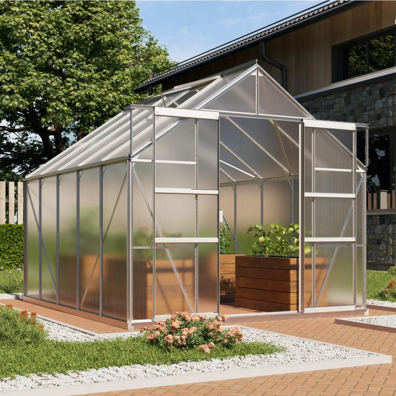 Vitavia Gewächshaus Mars 8300", Aluminium eloxiert, 8,3 m², 6 mm HKP | Wetterfestes & stabiles Treibhaus | Perfekt für Gemüse & Pflanzen | Robust & langlebig - Bild 1