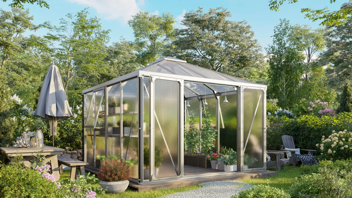 Vitavia Gewächshaus Kingston inkl. Ready2Grow Zubehör-Set, Aluminium eloxiert, 10,2 m², 10 mm HKP | Wetterfestes & stabiles Treibhaus | Perfekt für Gemüse & Pflanzen | Robust & langlebig - Bild 1