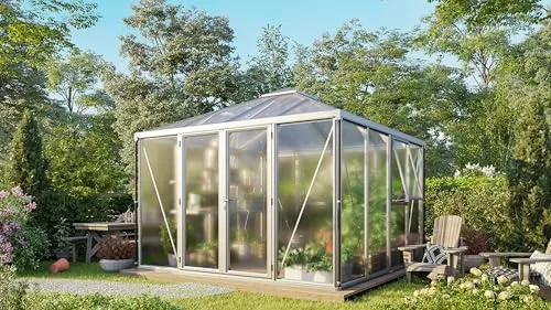 Vitavia Gewächshaus Kingston inkl. Ready2Grow Zubehör-Set, Aluminium eloxiert, 10,2 m², 10 mm HKP | Wetterfestes & stabiles Treibhaus | Perfekt für Gemüse & Pflanzen | Robust & langlebig – Bild 7
