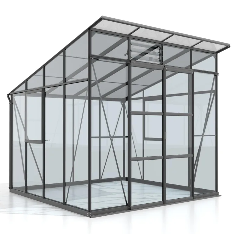 Vitavia Gewächshaus Playa 7600", schwarz, 7,6 m², 3 mm ESG, 6 mm HKP | Wetterfestes & stabiles Treibhaus | Perfekt für Gemüse & Pflanzen | Robust & langlebig – Bild 4