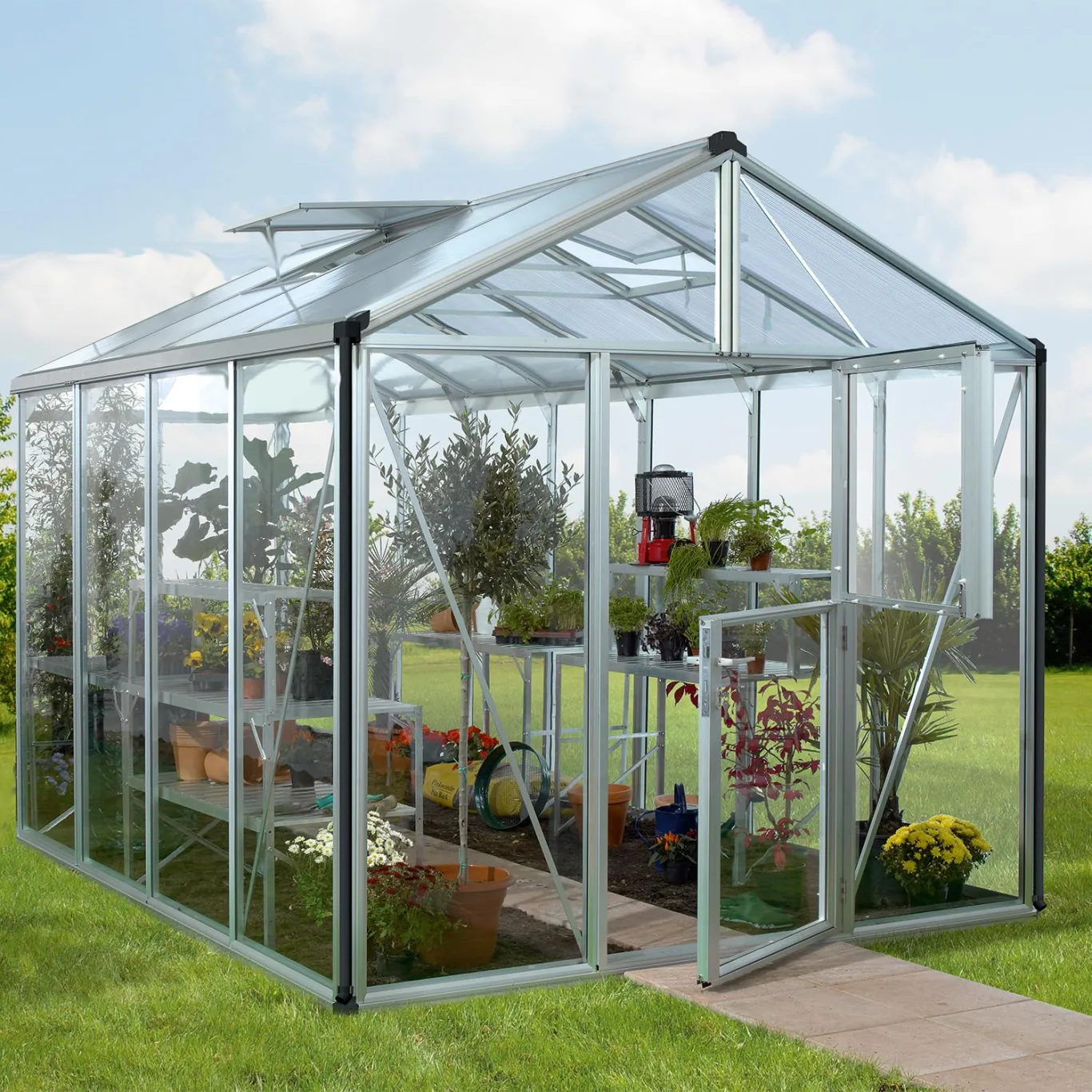 Vitavia Gewächshaus Zeus 8100", Aluminium eloxiert, 8,1 m², 3 mm ESG, 10 mm HKP | Wetterfestes & stabiles Treibhaus | Perfekt für Gemüse & Pflanzen | Robust & langlebig - Bild 1