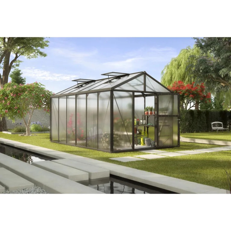 Vitavia Gewächshaus Zeus 8100", Aluminium eloxiert, 8,1 m², 3 mm ESG, 10 mm HKP | Wetterfestes & stabiles Treibhaus | Perfekt für Gemüse & Pflanzen | Robust & langlebig – Bild 7