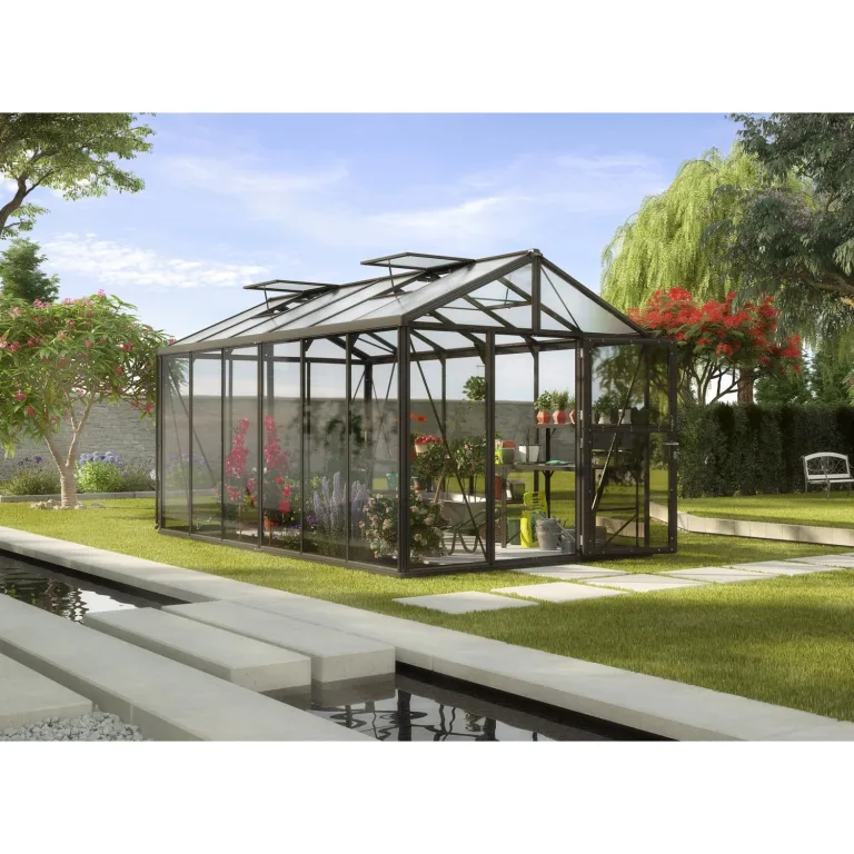 Vitavia Gewächshaus Zeus 8100", Aluminium eloxiert, 8,1 m², 3 mm ESG, 10 mm HKP | Wetterfestes & stabiles Treibhaus | Perfekt für Gemüse & Pflanzen | Robust & langlebig – Bild 9
