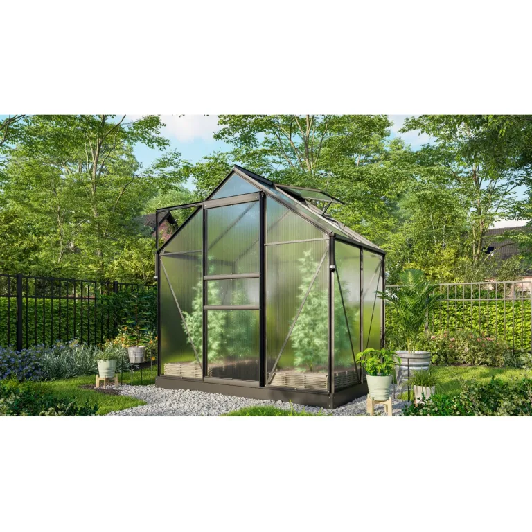 Vitavia Gewächshaus Marley inkl. Ready2Grow Zubehör-Set, schwarz, 2,5 m², 6 mm HKP | Wetterfestes & stabiles Treibhaus | Perfekt für Gemüse & Pflanzen | Robust & langlebig – Bild 1