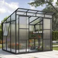 Vitavia Gewächshaus Freya 5900", schwarz, 5,9 m², 6 mm HKP | Wetterfestes & stabiles Treibhaus | Perfekt für Gemüse & Pflanzen | Robust & langlebig - Thumbnail 4