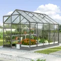 Vitavia Gewächshaus Kapitol 2500", schwarz, 2,5 m², 3 mm ESG, 6 mm HKP | Wetterfestes & stabiles Treibhaus | Perfekt für Gemüse & Pflanzen | Robust & langlebig - Thumbnail 5