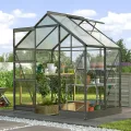 Vitavia Gewächshaus Kapitol 2500", schwarz, 2,5 m², 3 mm ESG, 6 mm HKP | Wetterfestes & stabiles Treibhaus | Perfekt für Gemüse & Pflanzen | Robust & langlebig - Thumbnail 1
