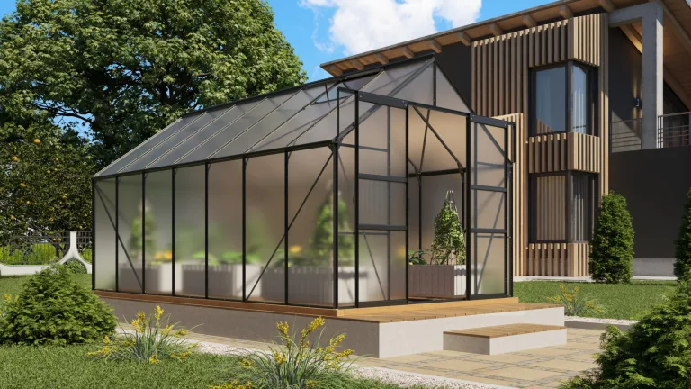 Vitavia Gewächshaus Mars 9900", schwarz, 9,9 m², 6 mm HKP | Wetterfestes & stabiles Treibhaus | Perfekt für Gemüse & Pflanzen | Robust & langlebig – Bild 3