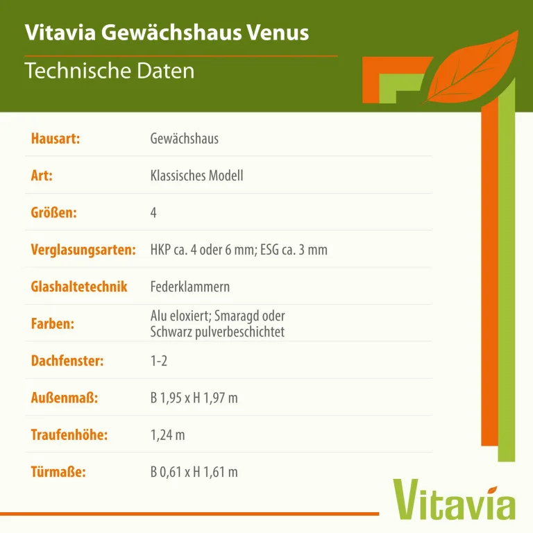 Vitavia Gewächshaus Venus 6200", Aluminium eloxiert, 6,2 m², 3 mm ESG | Wetterfestes & stabiles Treibhaus | Perfekt für Gemüse & Pflanzen | Robust & langlebig – Bild 5
