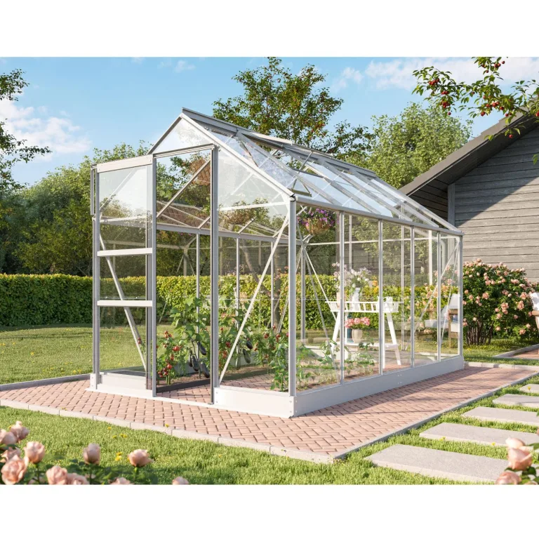 Vitavia Gewächshaus Eris 2500, schwarz, 2,5 m², 3 mm ESG | Wetterfestes & stabiles Treibhaus | Perfekt für Gemüse & Pflanzen | Robust & langlebig – Bild 8