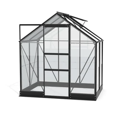 Vitavia Gewächshaus Eris 2500, schwarz, 2,5 m², 3 mm ESG | Wetterfestes & stabiles Treibhaus | Perfekt für Gemüse & Pflanzen | Robust & langlebig – Bild 9