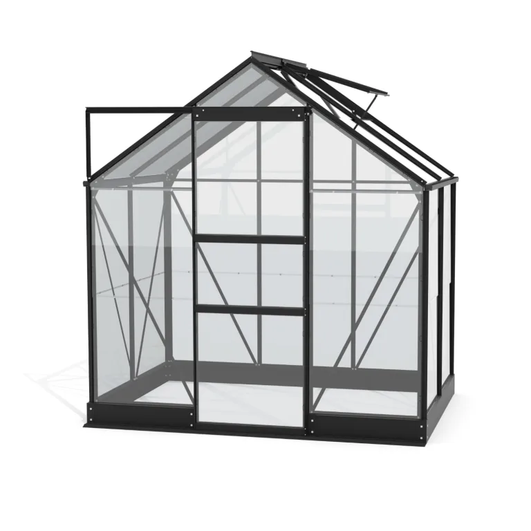 Vitavia Gewächshaus Eris 2500, schwarz, 2,5 m², 3 mm ESG | Wetterfestes & stabiles Treibhaus | Perfekt für Gemüse & Pflanzen | Robust & langlebig – Bild 1