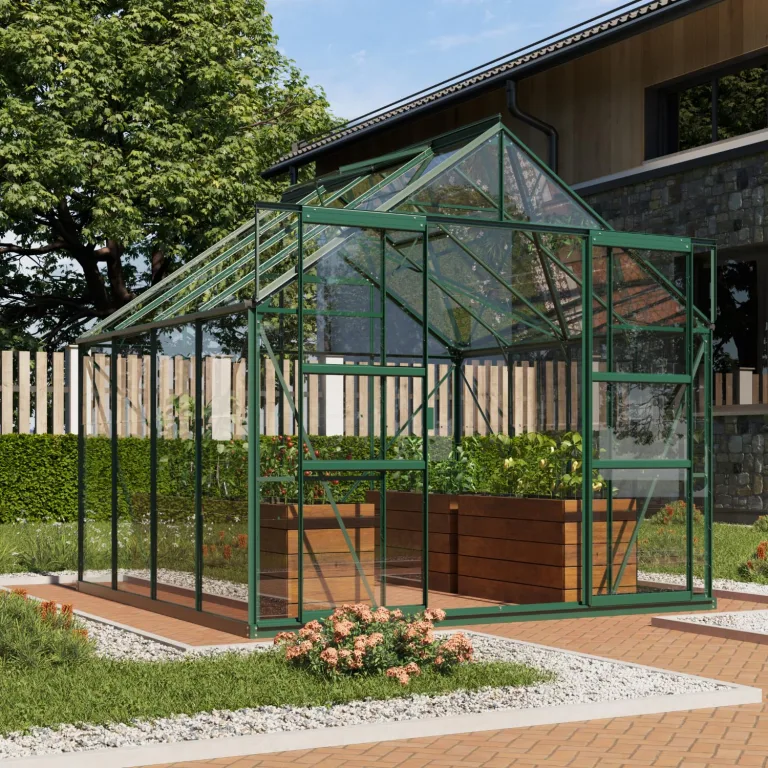 Vitavia Gewächshaus Mars 9900", smaragd grün, 9,9 m², 4 mm HKP | Wetterfestes & stabiles Treibhaus | Perfekt für Gemüse & Pflanzen | Robust & langlebig – Bild 8