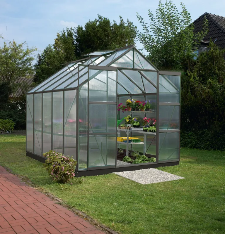 Vitavia Gewächshaus Mars 8300", schwarz, 8,3 m², 6 mm HKP | Wetterfestes & stabiles Treibhaus | Perfekt für Gemüse & Pflanzen | Robust & langlebig – Bild 4