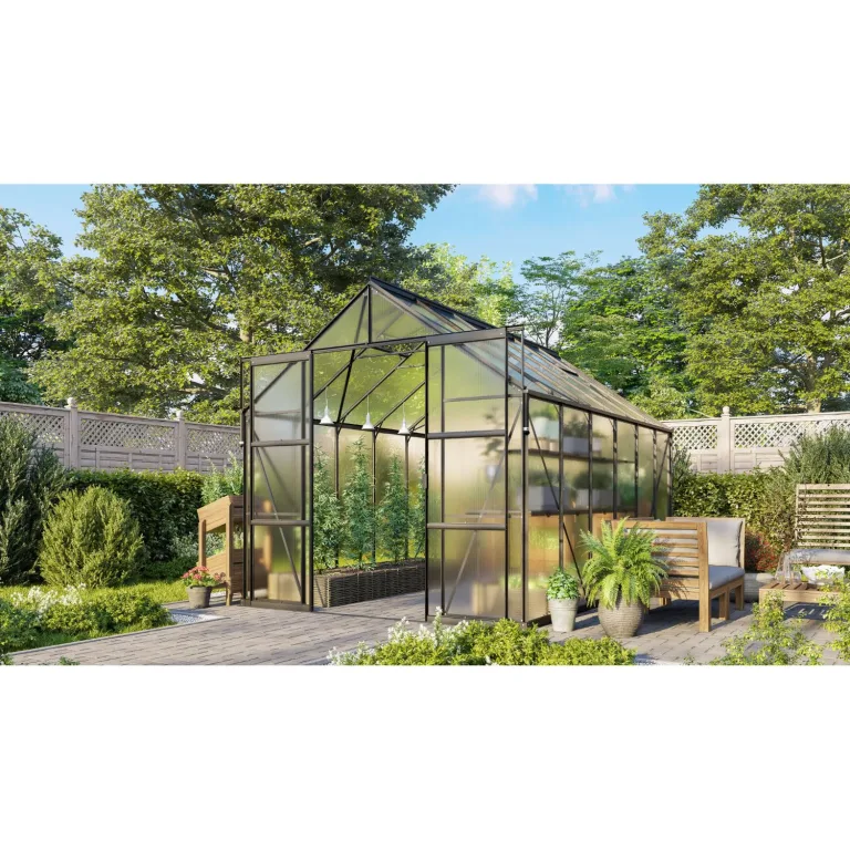 Vitavia Gewächshaus Jamaika inkl. Ready2Grow Zubehör-Set, smaragd grün, 11,5 m², 6 mm HKP | Wetterfestes & stabiles Treibhaus | Perfekt für Gemüse & Pflanzen | Robust & langlebig – Bild 8