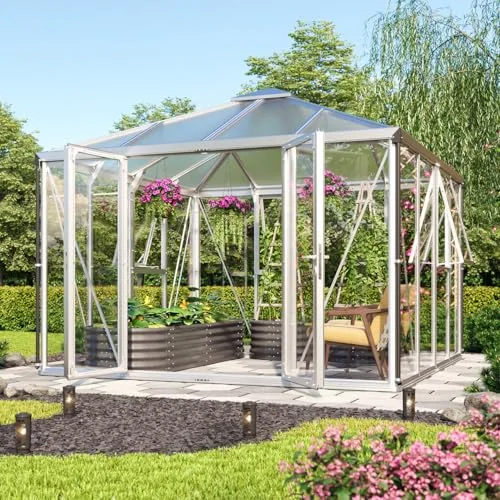 Vitavia Gewächshaus-Pavillon Minos, Aluminium eloxiert, 3 mm ESG, 10 mm HKP | Wetterfestes & stabiles Treibhaus | Perfekt für Gemüse & Pflanzen | Robust & langlebig – Bild 10