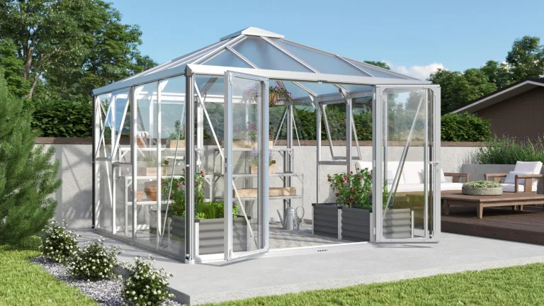 Vitavia Gewächshaus-Pavillon Fortuna, Aluminium eloxiert, 3 mm ESG, 10 mm HKP | Wetterfestes & stabiles Treibhaus | Perfekt für Gemüse & Pflanzen | Robust & langlebig – Bild 1