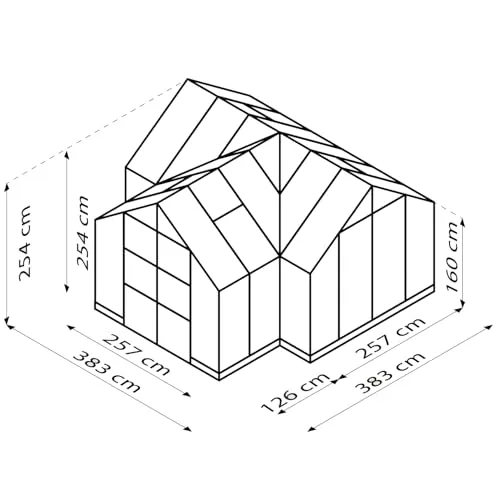 Vitavia Gewächshaus Campus, schwarz, 13m², 3 mm ESG | Wetterfestes & stabiles Treibhaus | Perfekt für Gemüse & Pflanzen | Robust & langlebig – Bild 8