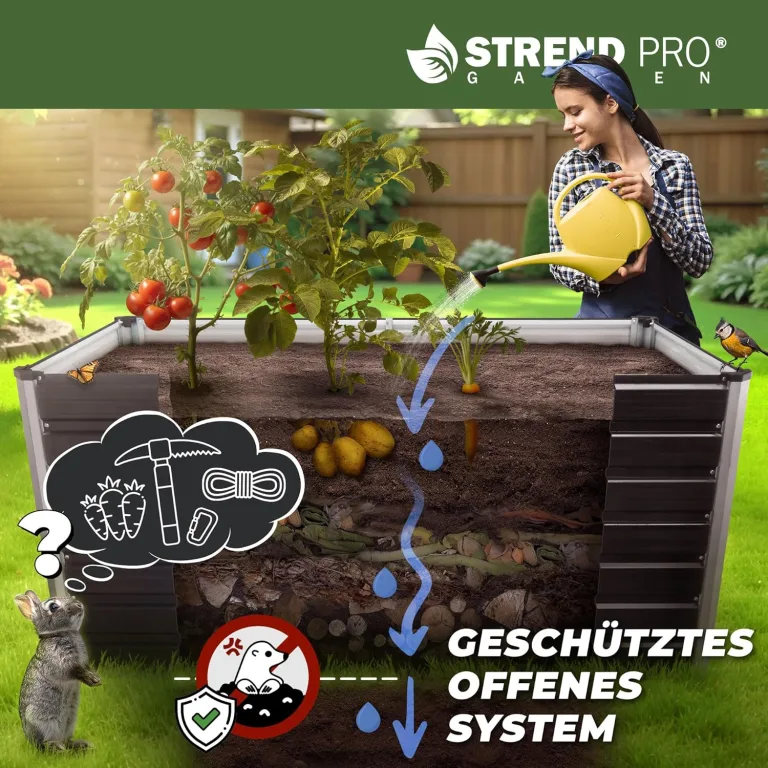 STREND PRO Hochbeet Metall 160x80x77 cm (LxBxH) ANTHRAZIT | Pflanzkasten | Blumenkasten | Garten Pflanzkasten Hoch | Gemüsebeet | Gartenbeet | Hochbeet Balkon Pflanzbeet – Bild 2