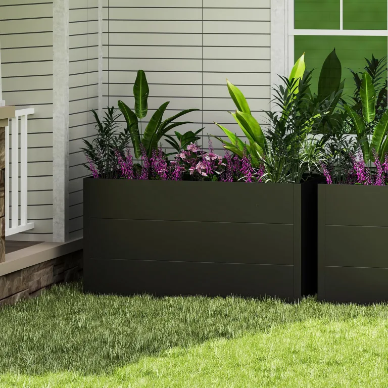 Youyijia Hochbeet 150x75x77cm Wetterfestes Pflanzenbeet mit Drainage & Stahlrahmen, XXL Beetkasten für Garten Terrasse, Anzuchtkasten Gemüsebeet Hochbeete – Bild 2