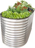 NATIV Hochbeet Metall 240x80x78 cm oval, galvanisiert, wetterfestes Garten Hochbeet mit Bodengitter gegen Wühlmäuse und Kantenschutz, stabiles Pflanzbeet für Gemüse, Kräuter und Blumen im Außenbereich - Thumbnail 8