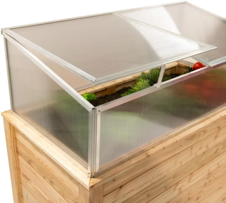 WESTMANN Hochbeet mit Frühbeetaufsatz Klassik Plus 130 | Lärchenholz FSC-Zertifiziert | Aluminiumrahmen | Natur/Silber | 130x65x84cm – Bild 6