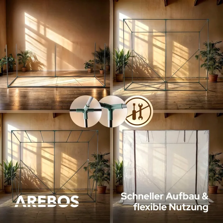 Arebos Tomatengewächshaus Foliengewächshaus mit 2 Belüftungsfenster | Gewächshaus groß | Tomatenhaus, Treibhaus mit Tür zum Aufrollen | 200x77x170 cm Frühbeet, Gemüse, Blumen, Obst | Gewächshausfolie – Bild 4