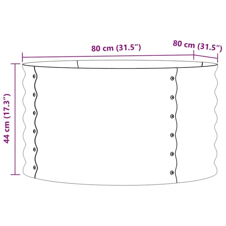 vidaXL Hochbeet Grün 80 x 80 x 44 cm Stahl, Garten- und Terrassenpflanzentopf aus Stahl, langlebig, modern, für Blumen und Pflanzen, minimalistisches Design – Bild 3