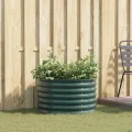 vidaXL Hochbeet Grün 80 x 80 x 44 cm Stahl, Garten- und Terrassenpflanzentopf aus Stahl, langlebig, modern, für Blumen und Pflanzen, minimalistisches Design - Thumbnail 2