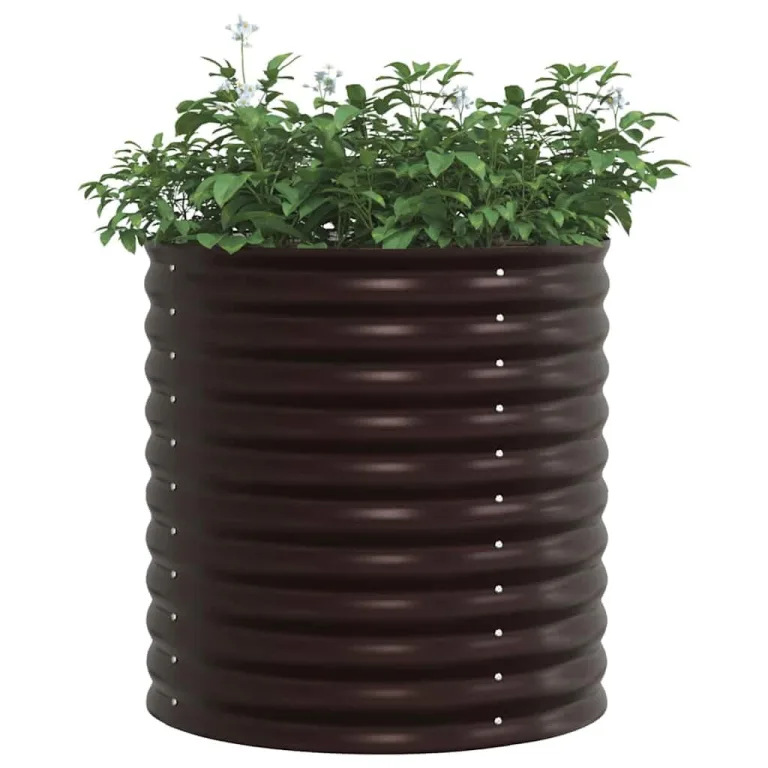vidaXL Hochbeet Braun 80 x 80 x 81 cm Stahl, Garten- und Terrassenpflanzentopf aus Stahl, langlebig, modern, für Blumen und Pflanzen, minimalistisches Design – Bild 1