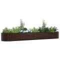 vidaXL Hochbeet Braun 80 x 80 x 81 cm Stahl, Garten- und Terrassenpflanzentopf aus Stahl, langlebig, modern, für Blumen und Pflanzen, minimalistisches Design - Thumbnail 10